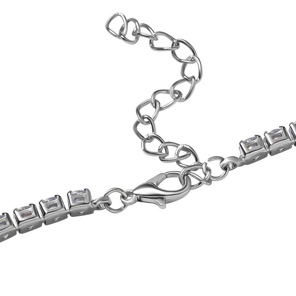 3er Set - Wei&szlig;er Kristall Armband, Ohrringe und Anh&auml;nger mit Kette, Reiner Edelstahl, Messing, silberfarben image number 3