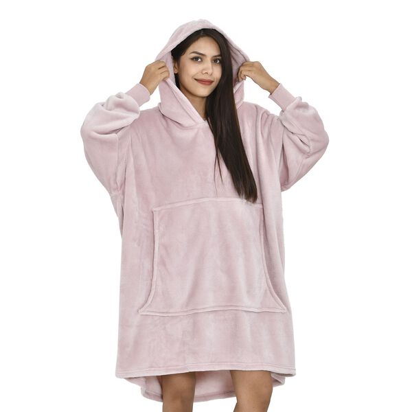 Flauschiger Flanell Hoodie mit gro&szlig;er Tasche, 96x89cm, rosa image number 1