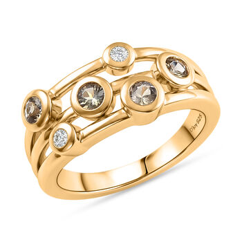 D'Joy AA nat&uuml;rlicher goldener Tansanit und Zirkon Ring  - 0,54 ct.