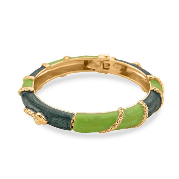 Emaille-Armreif im Streifen-Design, Dunkel- und Hellgr&uuml;n, ca. 19 cm image number 5
