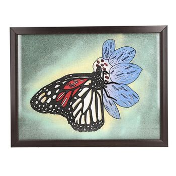 Handgefertigte Edelstein Schmetterlings-Malerei 36x30cm, Schmetterling