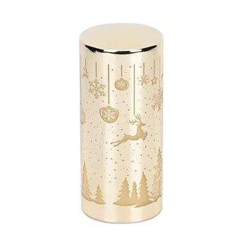 LED-Deko-Zylinder aus Glas mit Weihnachts-Motiven, Gold