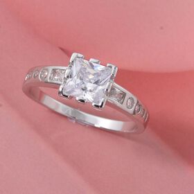 Lustro Stella weißer Zirkonia Ring, 925 Silber rhodiniert