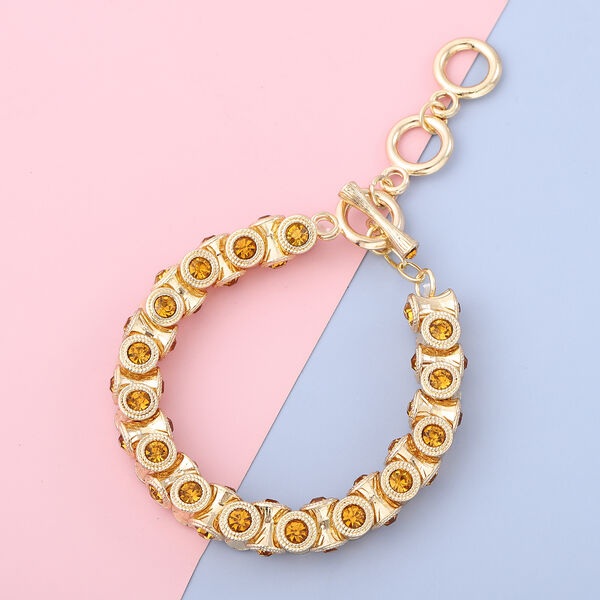 Champagner Kristall Armband ca. 19+5 cm goldfarben image number 2