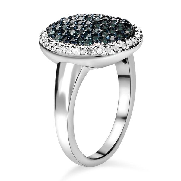 Blauer und weißer Diamant-Cluster-Halo-Ring - 1 ct. image number 5