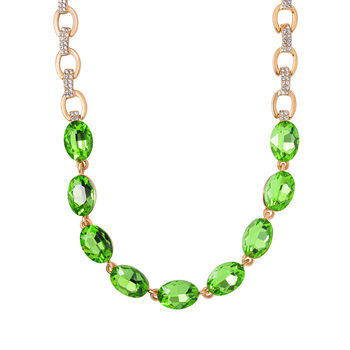 Neongr&uuml;ner Kristall, Wei&szlig;er Kristall Halskette ca. 50 cm  Std Gelb