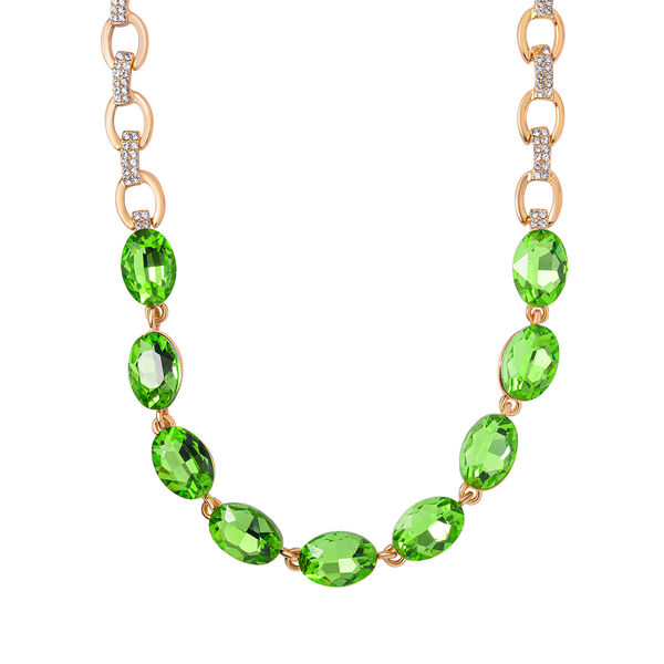 Neongr&uuml;ner Kristall, Wei&szlig;er Kristall Halskette ca. 50 cm  Std Gelb