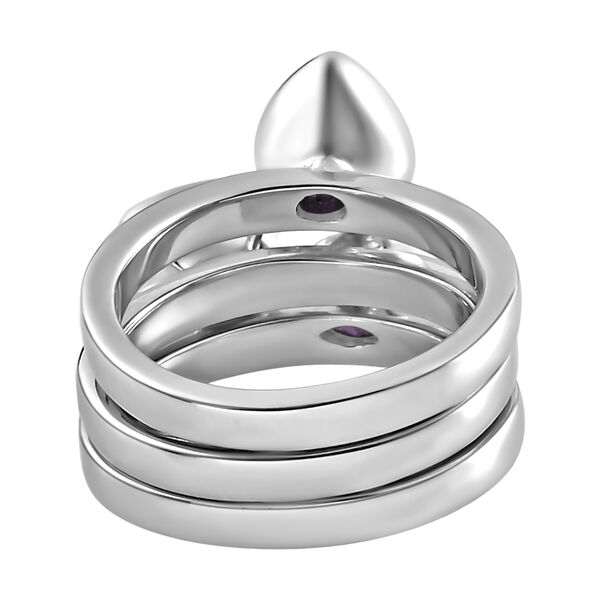 Stapelbarer, afrikanischer Amethyst 3-fach-Ring, Edelstahl ca. 1,87 ct image number 7