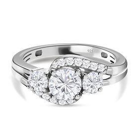 Moissanit Ring, 925 Silber platiniert (Größe 20.00) ca. 1.38 ct