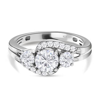 Moissanit Ring, 925 Silber platiniert (Gr&ouml;&szlig;e 20.00) ca. 1.38 ct