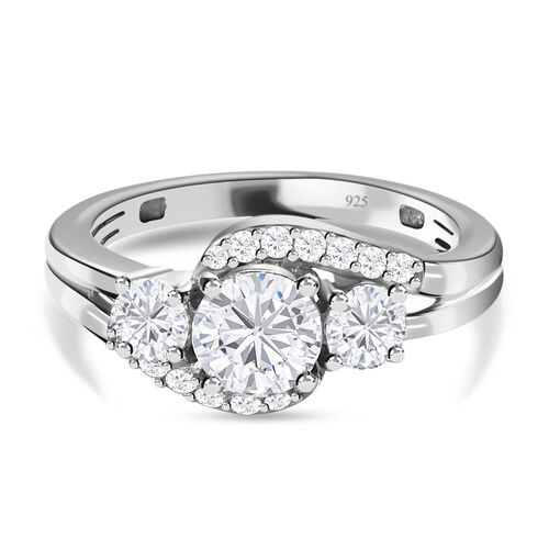 Moissanit Ring, 925 Silber platiniert (Größe 20.00) ca. 1.38 ct image number 0