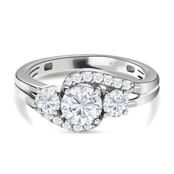 Moissanit Ring, 925 Silber platiniert (Gr&ouml;&szlig;e 20.00) ca. 1.38 ct