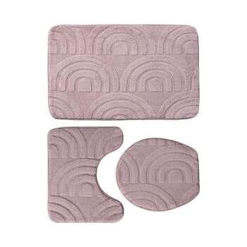 3-teiliges Badematten-Set - Weiche und Saugf&auml;hige Badezimmerteppiche, bestehend aus 50x80cm Rechteck, 50x40cm U-Form f&uuml;r den Toilettensockel, 43x38cm Toilettendeckel-Bezug, Lavendel