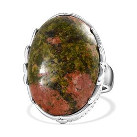 Unakite Ring, Edelstahl (Größe 17.00) ca. 25.55 ct