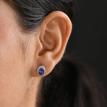Rhapsody AAAA Tansanit, Wei&szlig;er Diamant Ohrringe 950 Platin ca. 1,92 ct.
