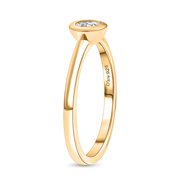 D'Joy wei&szlig;er Diamant Ring, 925 Silber 750 Gelbgold Vermeil image number 5