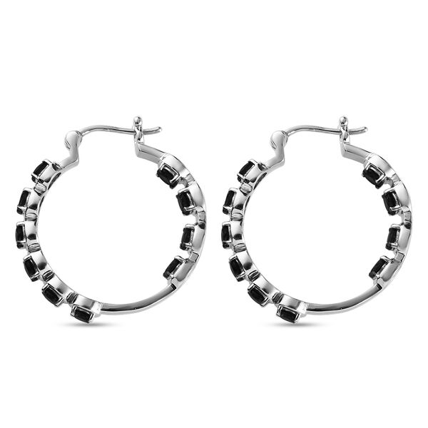 Schwarze Spinell-Creolen, Edelstahl ca. 7,10 ct image number 4