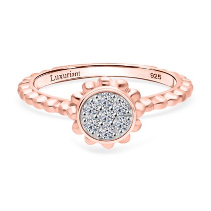 LUXURIANT DIAMOND - Lab Grown Diamant SI-GH Ring, 925 Silber 750 Ros&eacute;gold Vermeil (Gr&ouml;&szlig;e 21.00) ca. 0.15 ct
