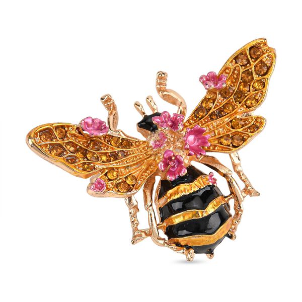 Emaillierte und gelbe Kristall-Brosche, Biene image number 4