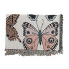 100% Baumwolle, handgewebte Jacquard-Häkeldecke mit Fransen, Schmetterlingsmuster, Größe 130x150 cm, Mehrfarbig image number 3