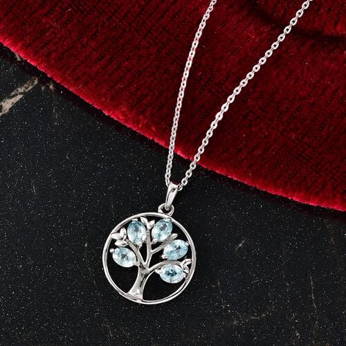 D'Joy AA Blauer Zirkon Schmuckset ca. 50 cm 925 Silber rhodiniert ca. 1,50 ct. image number 1