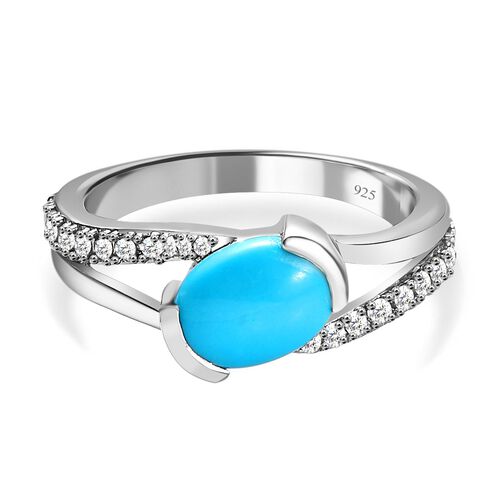 Amerikanischer, natürlicher Sleeping Beauty Türkis und Zirkon-Ring - 1,34 ct. image number 0