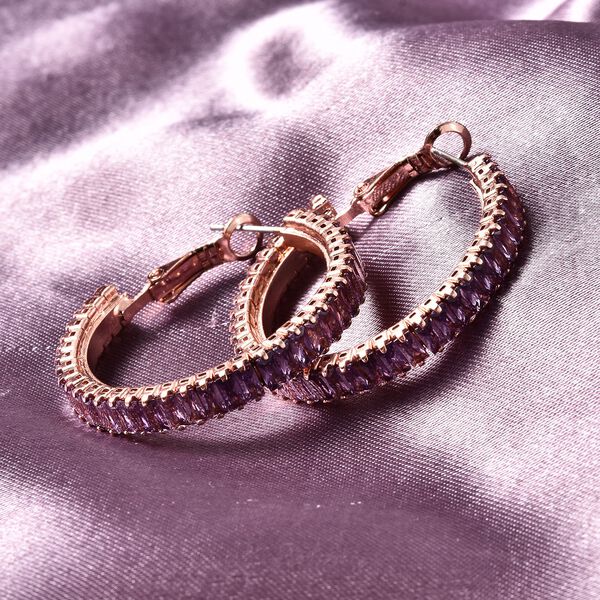 Amethyst Zirkonia-Creolen, reines Messing ca. 5,00 ct image number 2