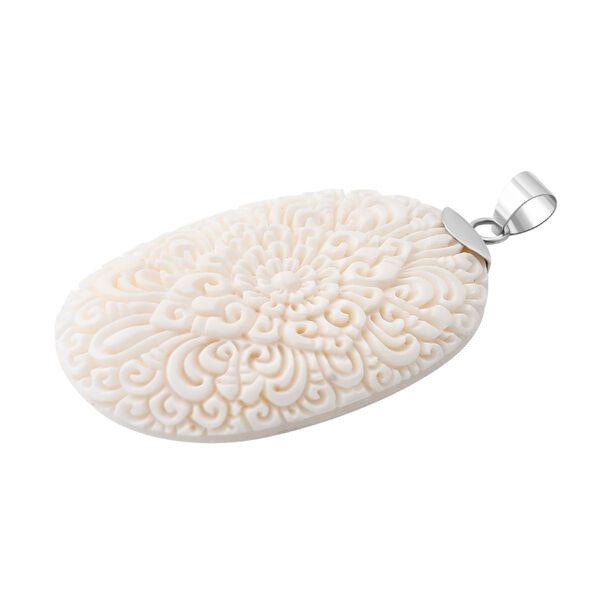 Royal Bali - Ox Bone Blumenmotiv Anhänger 925 Silber ca. 62.70 ct image number 3