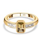 Natürlicher goldener Tansanit und weißer Zirkon-Ring, 925 Silber Gelbgold Vermeil (Größe 17.00) ca. 0.99 ct