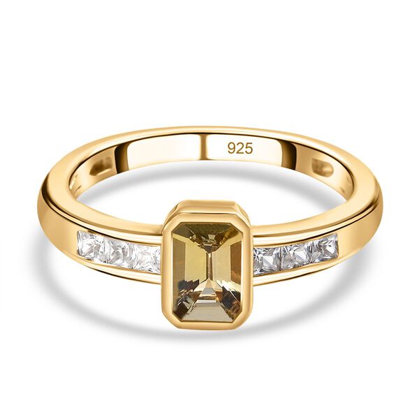 Nat&uuml;rlicher, goldener Tansanit und wei&szlig;er Zirkon-Ring - 0,99 ct.