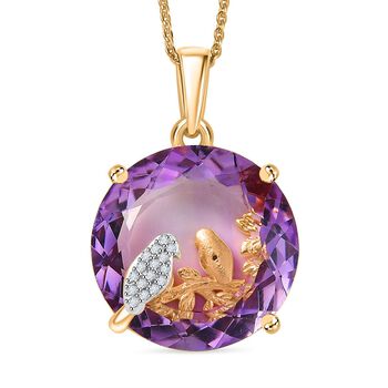 GP Trionfo Kollektion- AA Rose De France Amethyst, Zirkon und blauer Saphir Anh&auml;nger mit 50cm Kette- 20,27ct.
