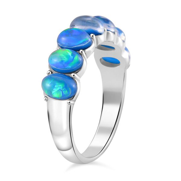 Künstlicher Blauer Opal Ring, Reiner Edelstahl (Größe 18.00) image number 4
