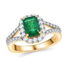 AAA Kagem Sambischer Smaragd, Weißer Zirkon Ring, 925 Silber Gelbgold Vermeil, (Größe 19.00), ca. 1.58 ct image number 3