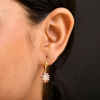 AA Nat&uuml;rliche, &auml;thiopische Welo Opal, Rosa Turmalin und Moissanit Ohrringe - 1,61 ct.