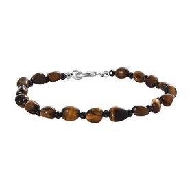 Tigerauge und schwarzes Spinell-Armband, 19 cm - 31 ct.