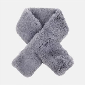 Superweicher Kunstfell Schal, 65x18 cm, Grau