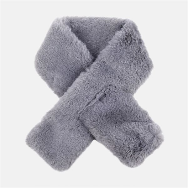 Superweicher Kunstfell Schal, 65x18 cm, Grau