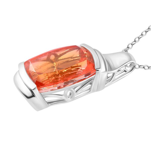 Padparadscha Quarz Triplette Anh&auml;nger mit Kette, ca. 50 cm 925 Silber rhodiniert ca. 19,00 ct. image number 4