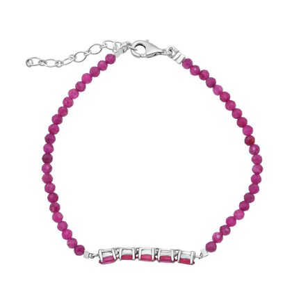 D'joy Afrikanischer Rubin (Fissure gef&uuml;llt) Armband 18 cm mit 2.5 cm extender, 925 Silber rhodiniert ca. 6.00 ct