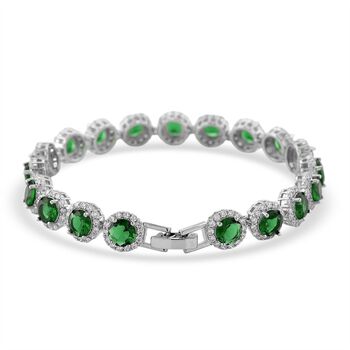 Wei&szlig;er Zirkonia, Gr&uuml;ner Kristall Armband ca. 19 cm Nickelfreies Messing 2.01 ct