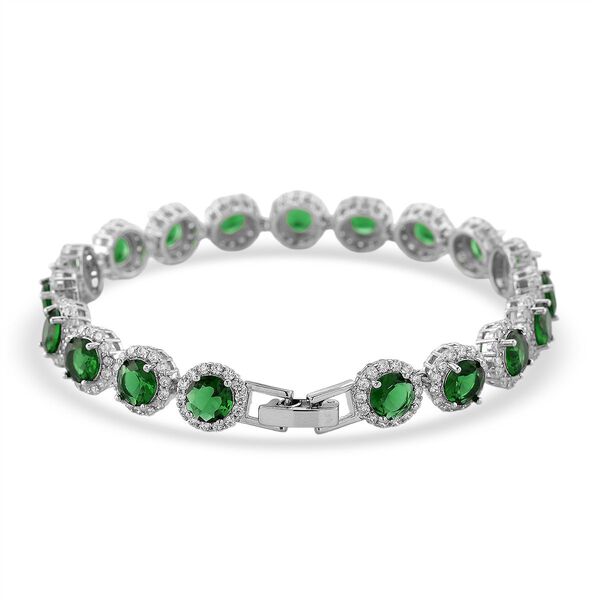 Wei&szlig;er Zirkonia, Gr&uuml;ner Kristall Armband ca. 19 cm Nickelfreies Messing 2.01 ct image number 4