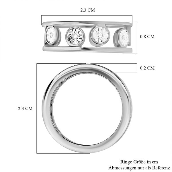 2er-Set- Diamant Ring, 925 Silber platiniert - 0,09 ct. image number 5