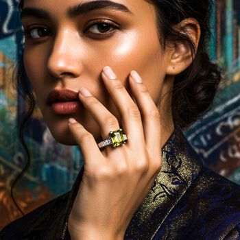 Lustro Stella gr&uuml;ner und wei&szlig;er Zirkonia Ring