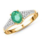 AAA Äthiopischer Smaragd und weißer Diamant-Ring, 585 Gold  ca. 1,31 ct image number 3