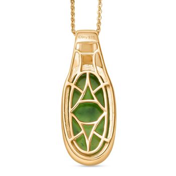 SHOPLC EXKLUSIV D joy Gr&uuml;n Blattgold-Quarz Anh&auml;nger mit Kette, 925 Silber 750 Gelbgold Vermeil ca. 10.75 ct