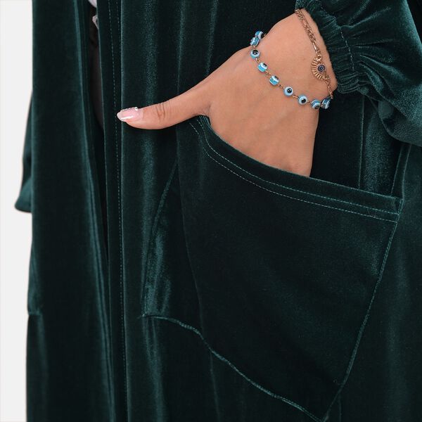 Lange Strickjacke aus Samt, Grün image number 7