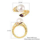 Weiße Edison Perle und Mehrfarbig Edelsteine Bypass Ring 925 Silber Zweifarbige Beschichtung image number 5