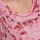 Besticktes Tie Dye Rundhals Kleid, Einheitsgröße Fuchsia und Schwarz image number 4