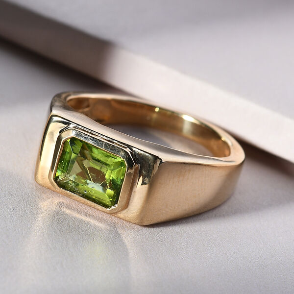 Nat&uuml;rlicher Peridot Ring 925 Silber vergoldet  ca. 2,50 ct image number 2