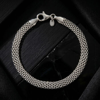 LA BELLA feinstes Italienisches Bismarck Armband 925 Silber rhodiniert ca. 19 cm ca. 5,84g